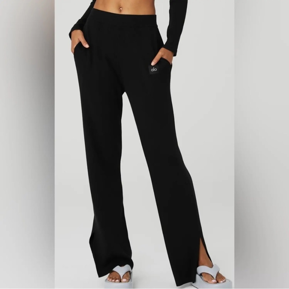 ALO Knit High-Waist Salana Wide Leg Pants